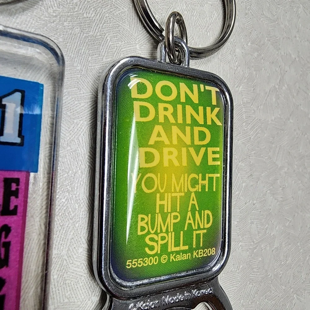 Vintage Keychain Lot Of 2 Novelty Spencer's Keychains 90's 21 Legal Bottle Opene